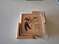 4 wooden Gottaswing coasters