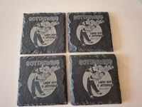4 slate Gottaswing coasters, made by Charlie