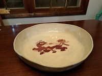 Handmade swing dancers pottery dish