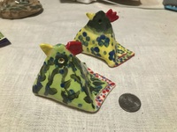 Pottery chicken rattles